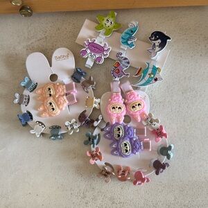 Lot of 3 labubu & sea animals hair clips! New!!